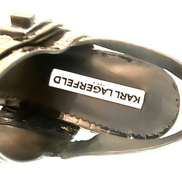 NWOB! KARL LAGERFELD PARIS Jaylynn Croco Leather Block Heel Sandals - BRAND NEW! - Picture 10 of 12